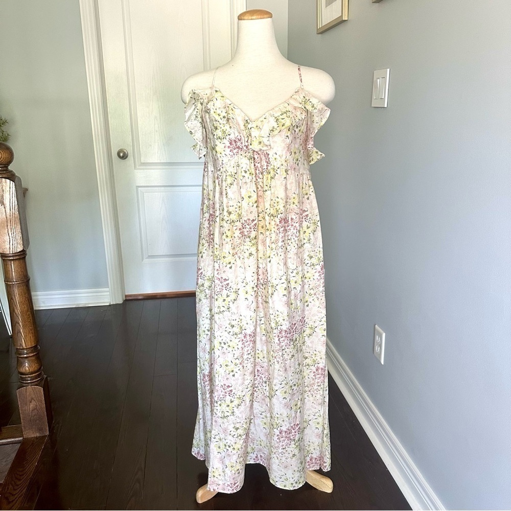H&M Floral Sleeveless Flounce V Neck Dress - Size M - Picture 13 of 14